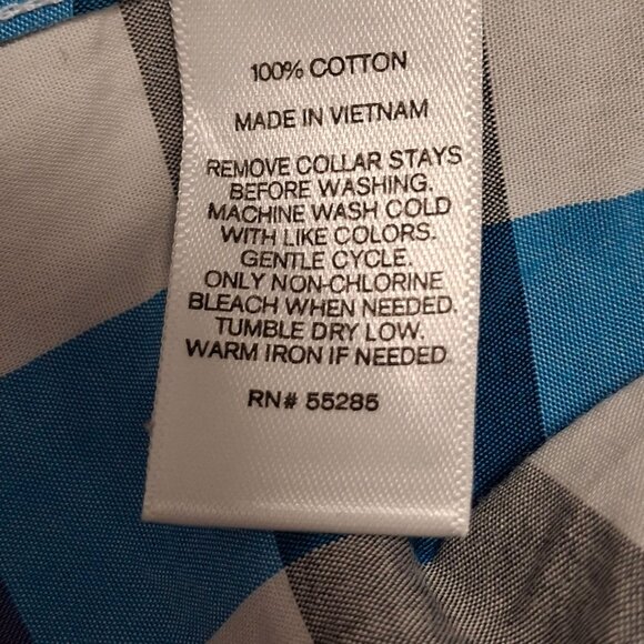 Express Mens Fitted Plaid Long Sleeve Shirt Size L Cotton Button Cuffs 11/2013 - Picture 6 of 7